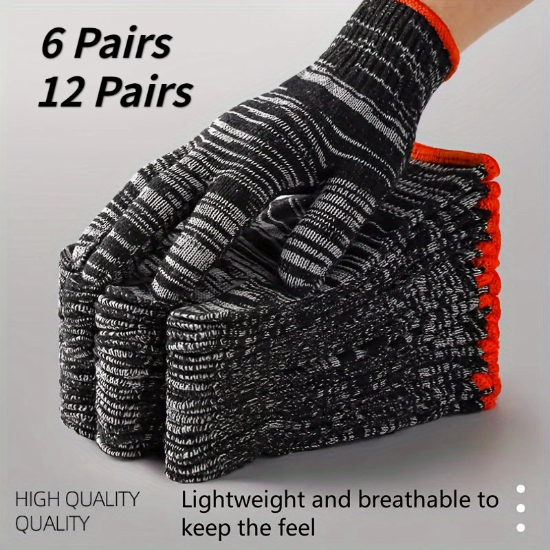 Non-Slip Knitted Cotton Work Gloves – 6/12 Pairs Work Gloves PLUSH