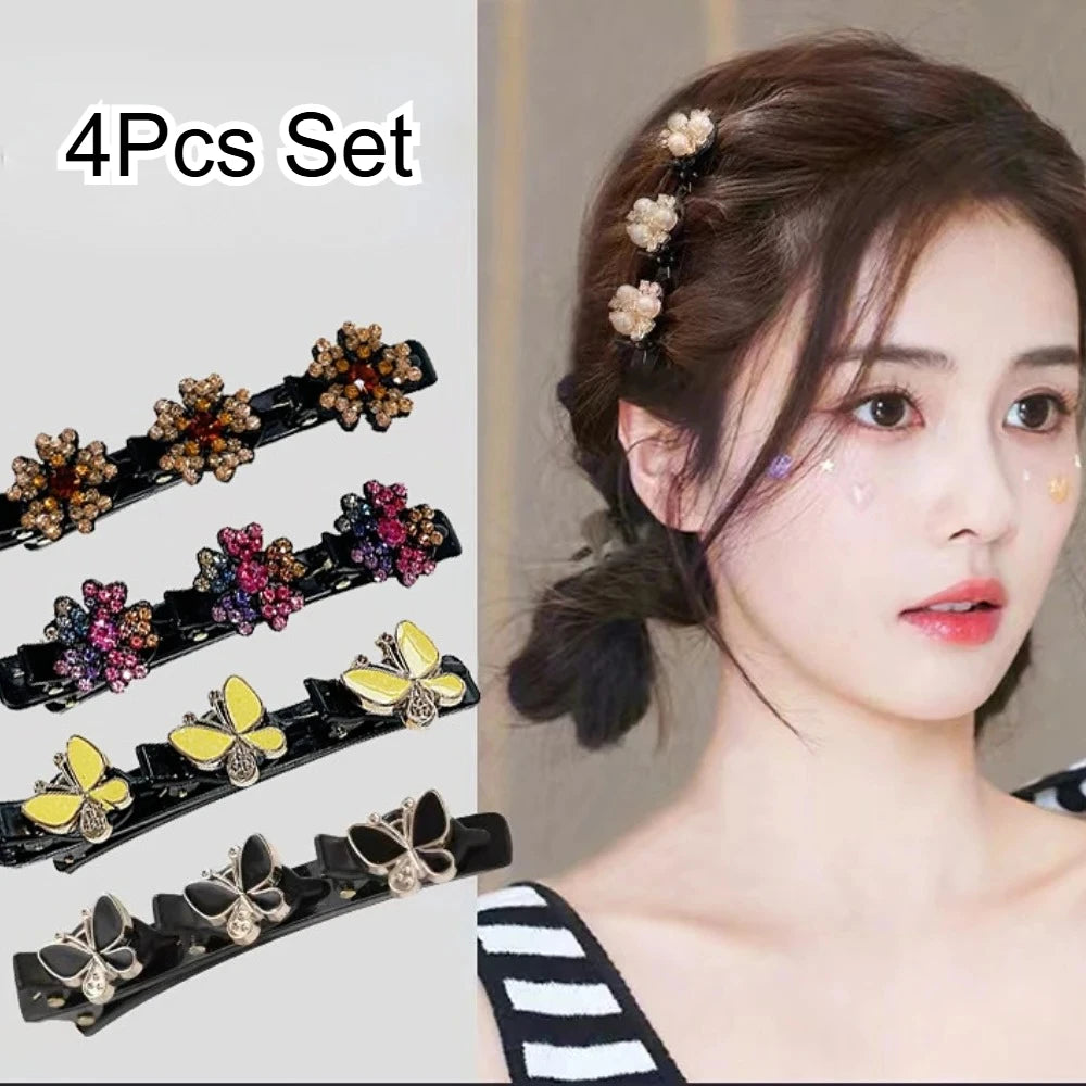 4pcs Pearl Flower Hair Clips – Handmade Barrettes for Women Hair Barrette Set PLUSH
