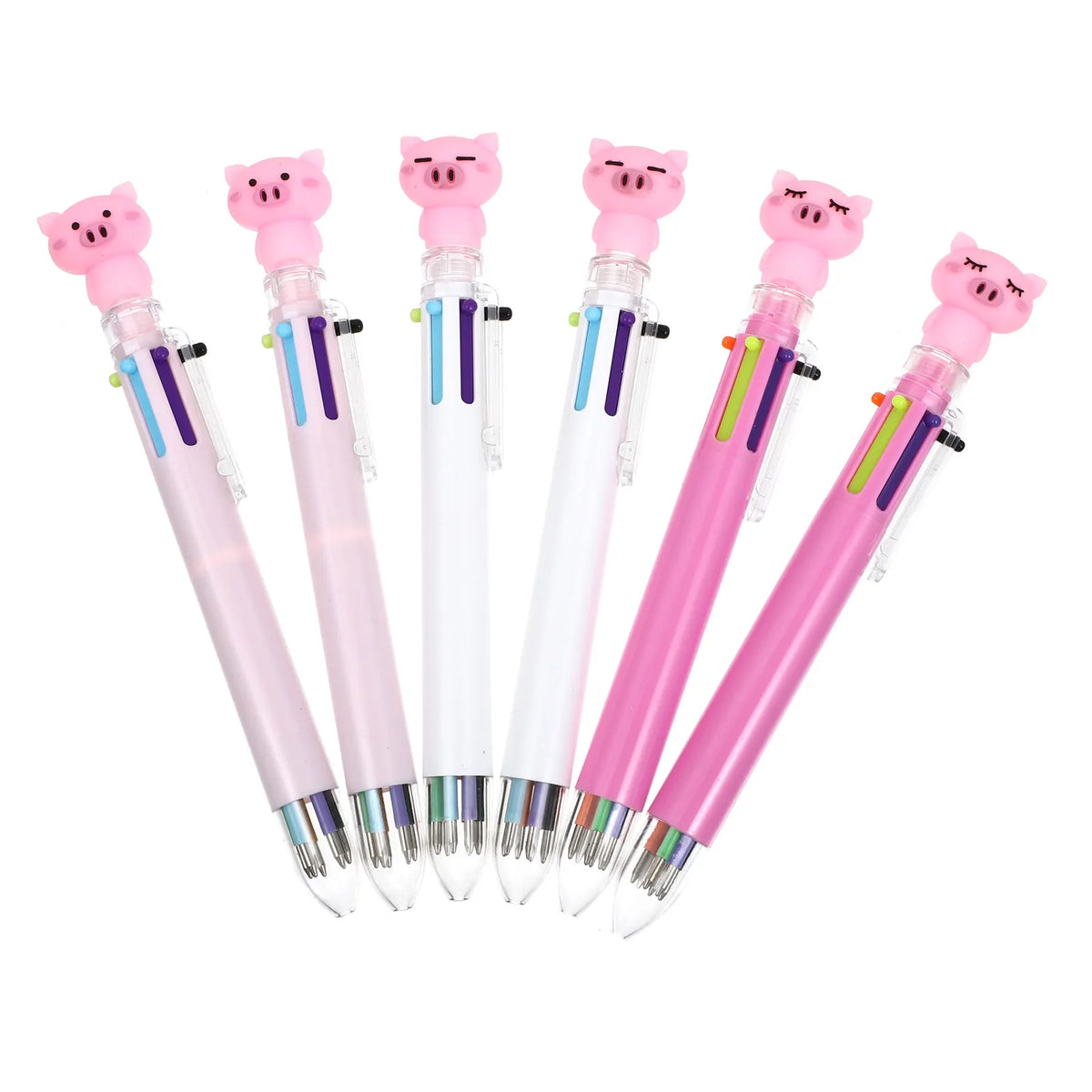 6-Pack Cartoon Ballpoint Pens – Colorful Student Stationery Set Ballpoint Pen Set PLUSH