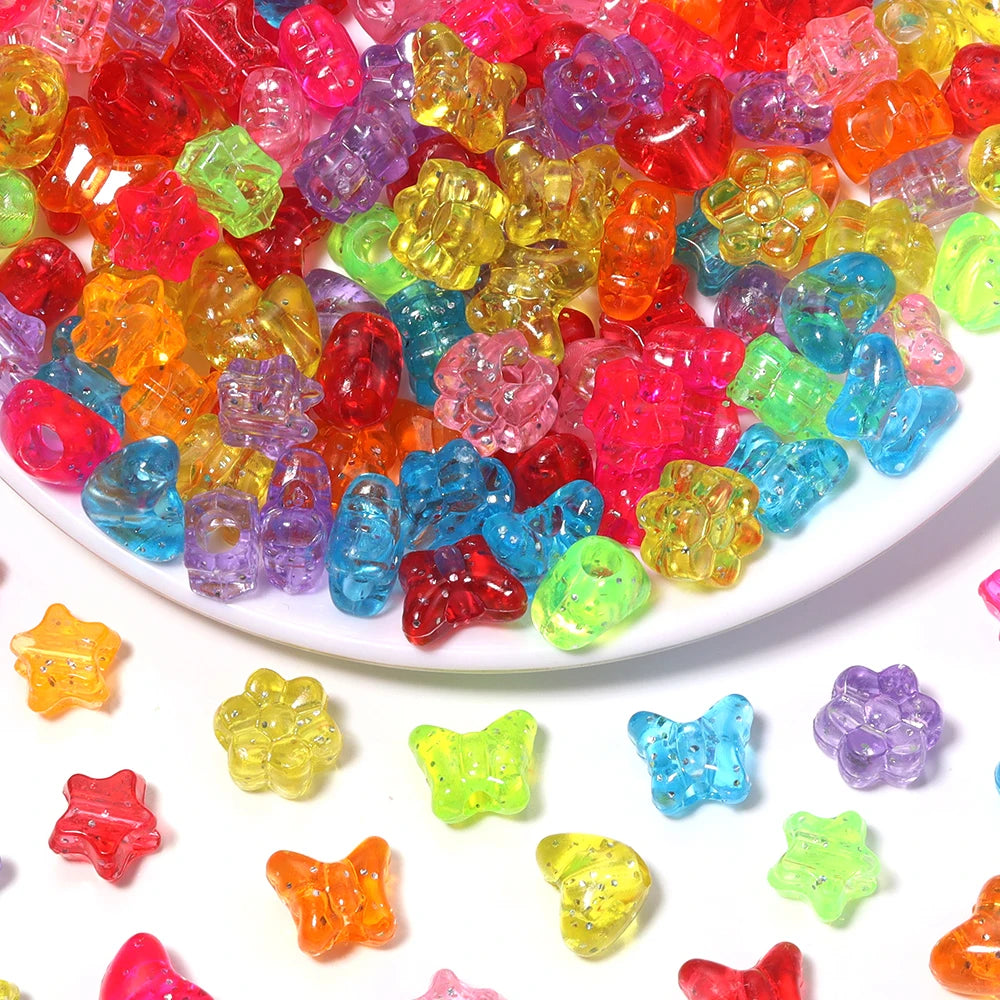 100pcs Colorful Transparent Acrylic Spacer Beads – DIY Jewelry Acrylic Spacer Beads PLUSH