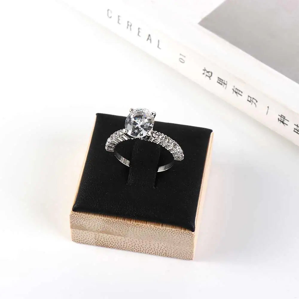 Wooden Ring Box Travel Jewelry Organizer Display Case Jewelry Display Box PLUSH