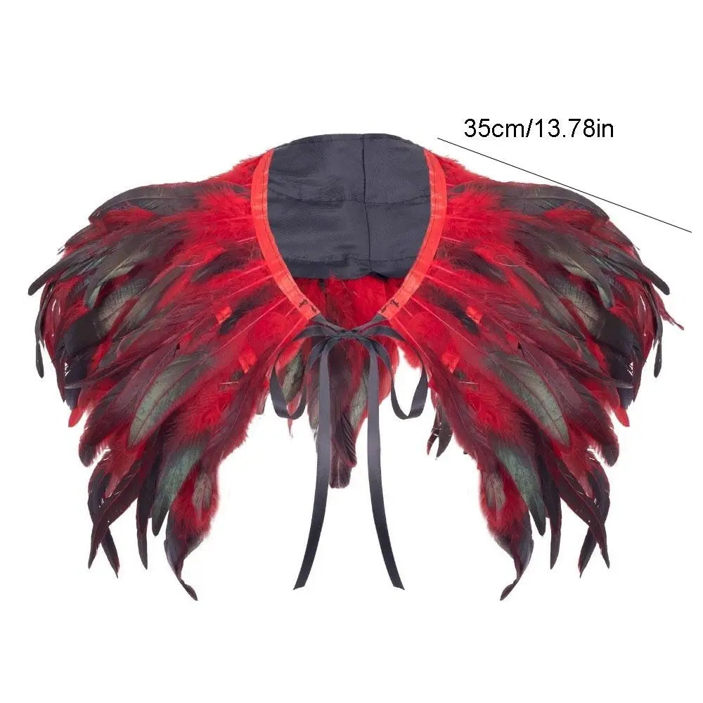 Adjustable Feather Shawl Shrug – Punk Rave Halloween Cape Feather Costume Cape PLUSH