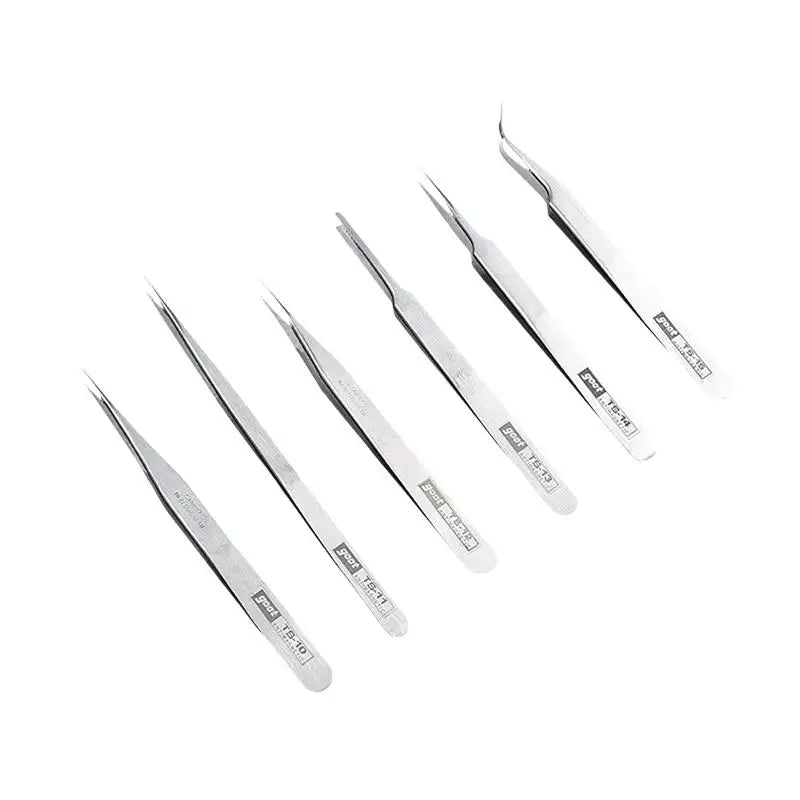 6-Piece Stainless Steel Tweezers Set – Bent & Straight Tips Precision Tweezers Set PLUSH