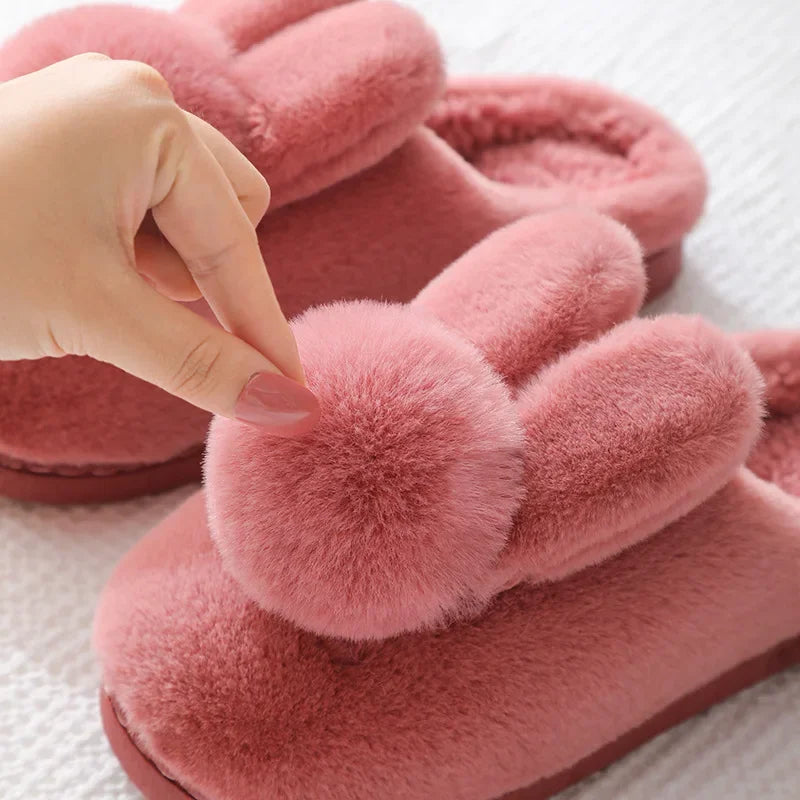 Cozy Bunny Plush House Slippers – Faux Fur Women's Indoor Shoes Plush House Slippers PLUSH