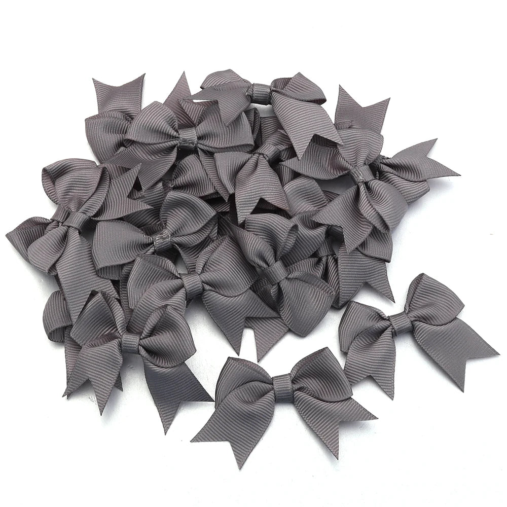 20pcs Handmade Polyester Swallowtail Bows for DIY Hair & Jewelry DIY Craft Bows PLUSH deep gray