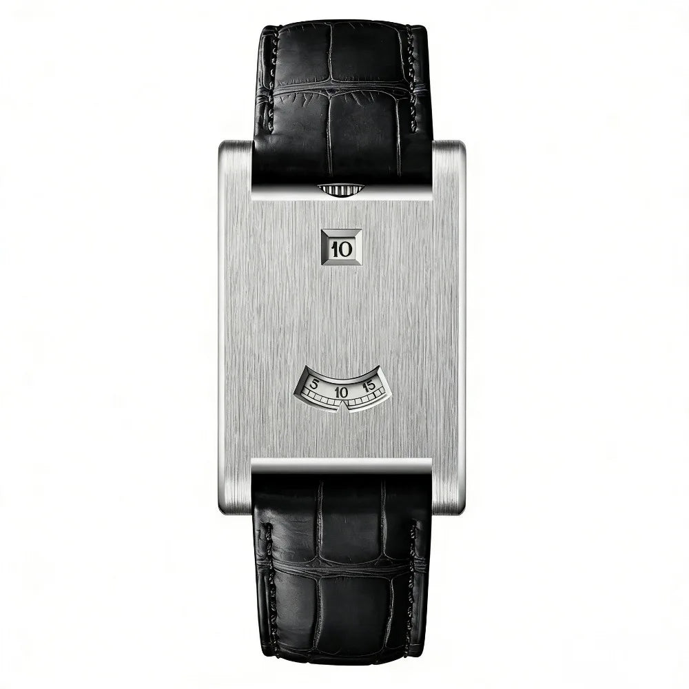 Retro Square Quartz Watch | Steel Band, Water Resistant, Unisex Square Quartz Watch PLUSH Silver-black belt