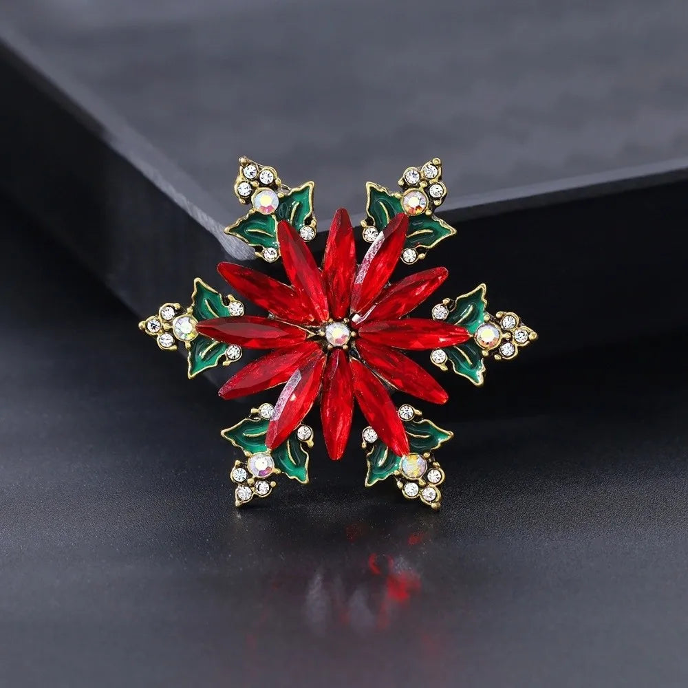 Vintage Snowflake Rhinestone Brooch Pin – Elegant Holiday Rhinestone Brooch Pin PLUSH