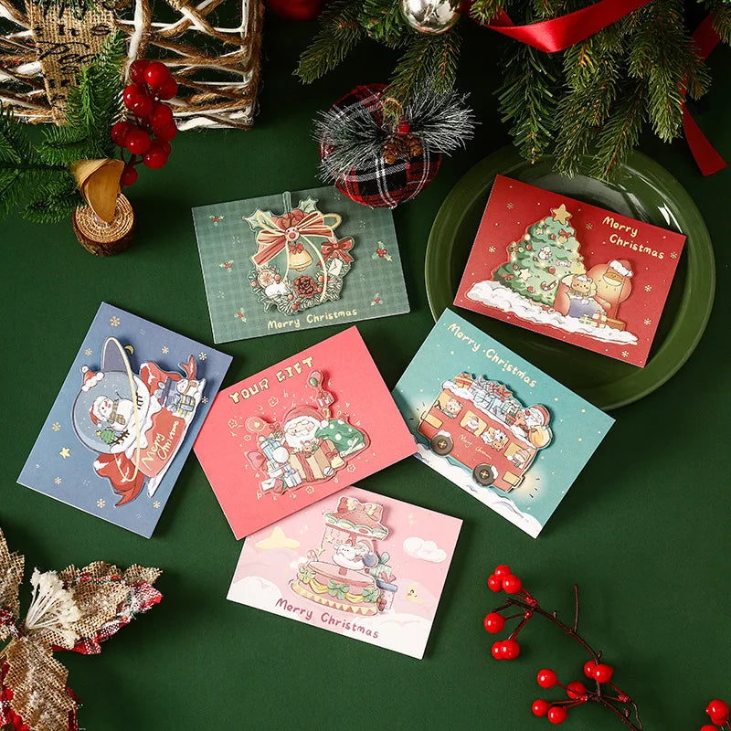 Santa Folding Christmas Greeting Cards – Xmas & New Year Wishes Christmas Greeting Cards PLUSH