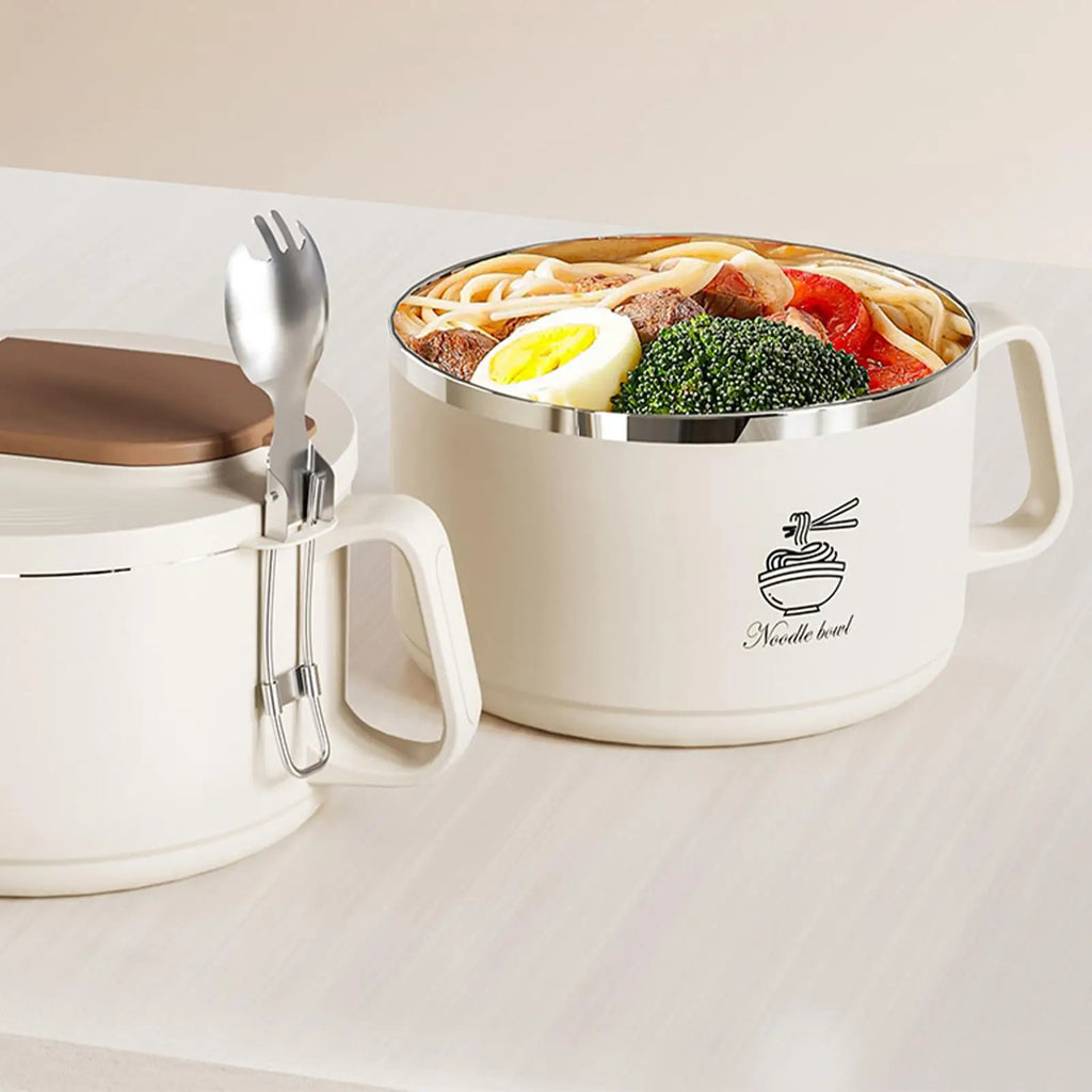 Double-Layer Stainless Steel Lunch Bowl 1650ml with Lid Stainless Steel Lunch Bowl PLUSH