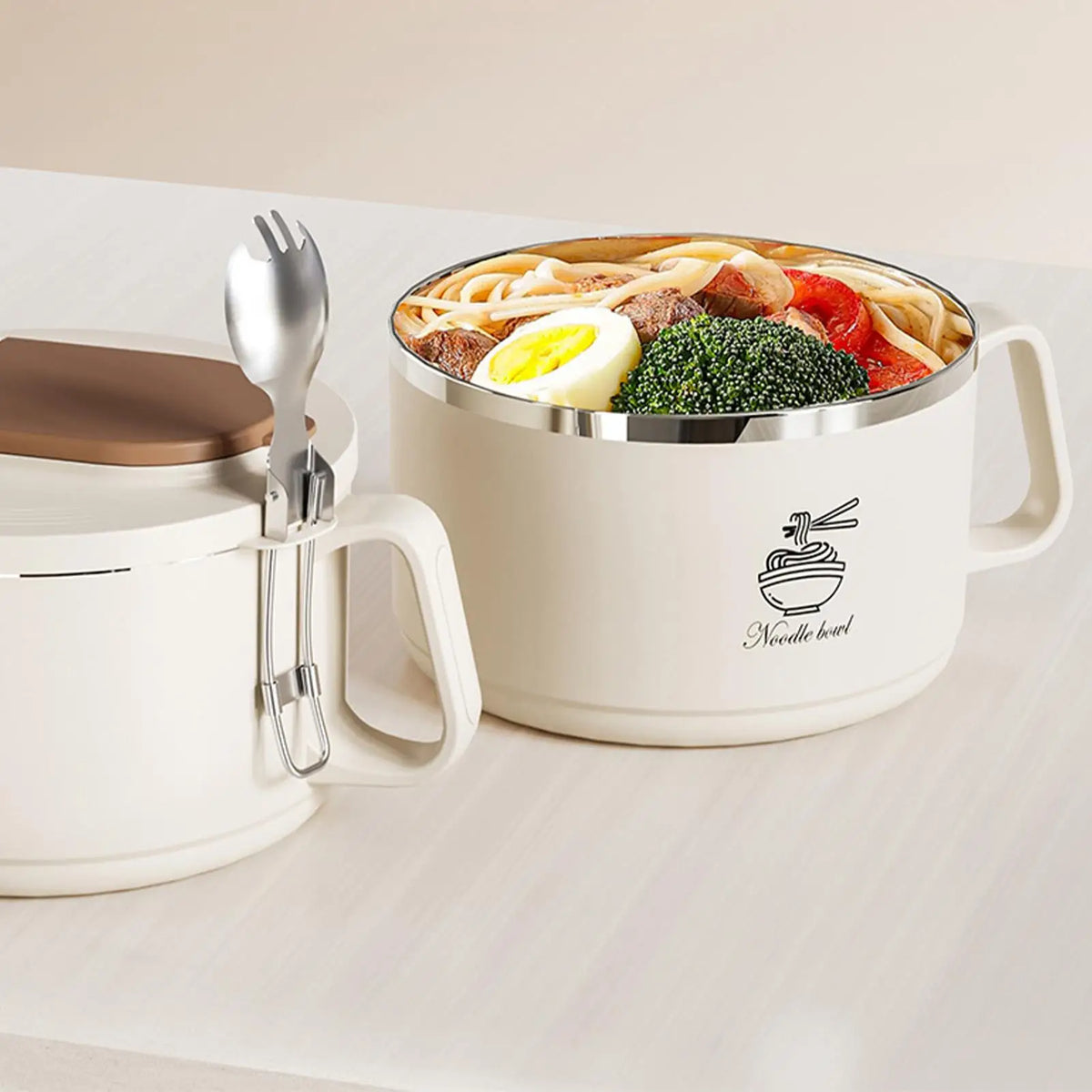 Double-Layer Stainless Steel Lunch Bowl 1650ml with Lid Stainless Steel Lunch Bowl PLUSH