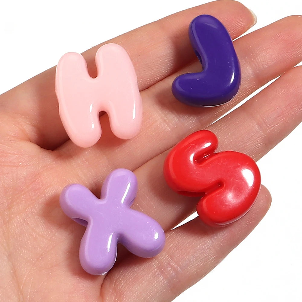 30pcs Acrylic Letter Beads Mixed Style Big Hole DIY Jewelry Acrylic Letter Beads PLUSH