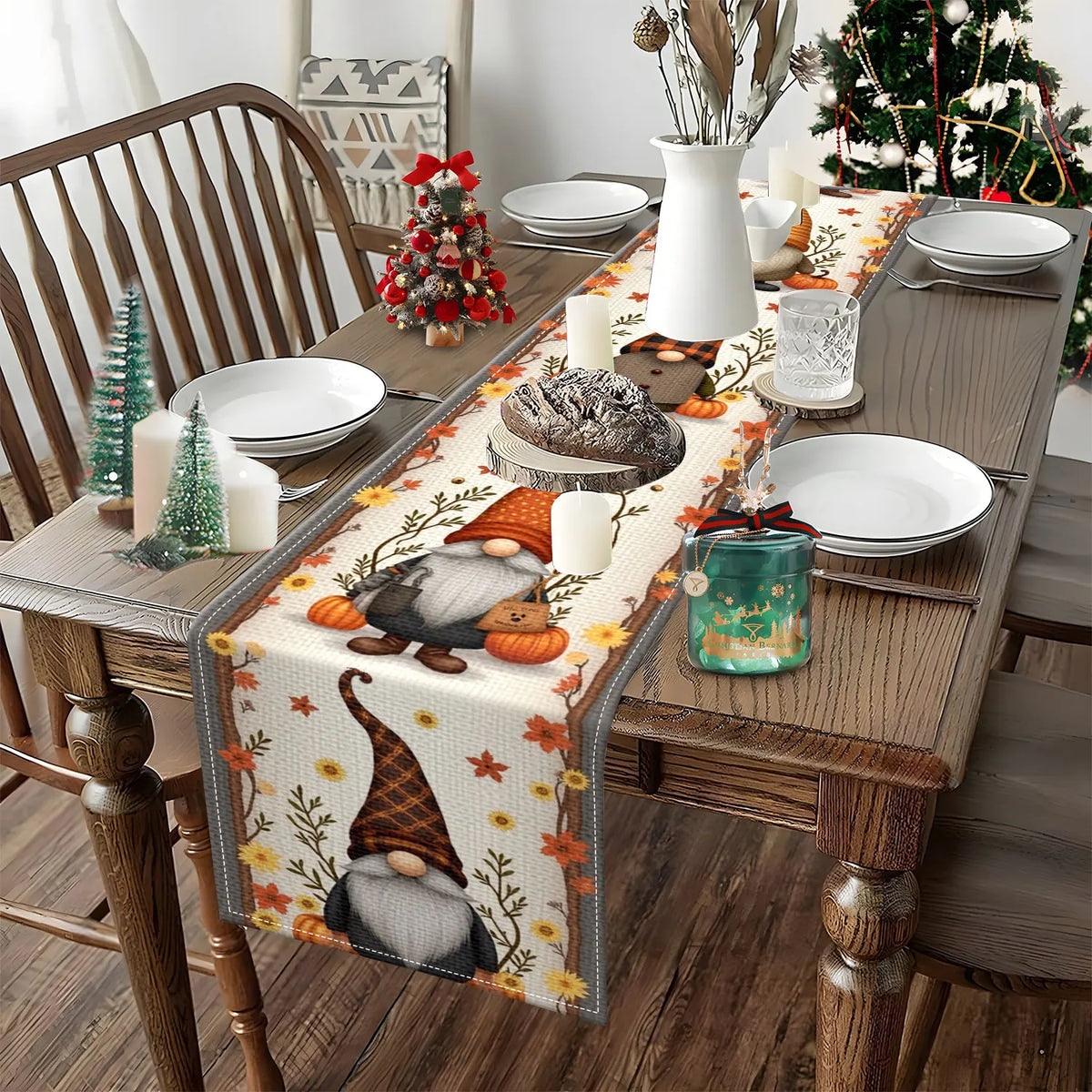 Autumn Elf Pumpkin Table Runner | Fall Thanksgiving Décor Seasonal Table Runner PLUSH