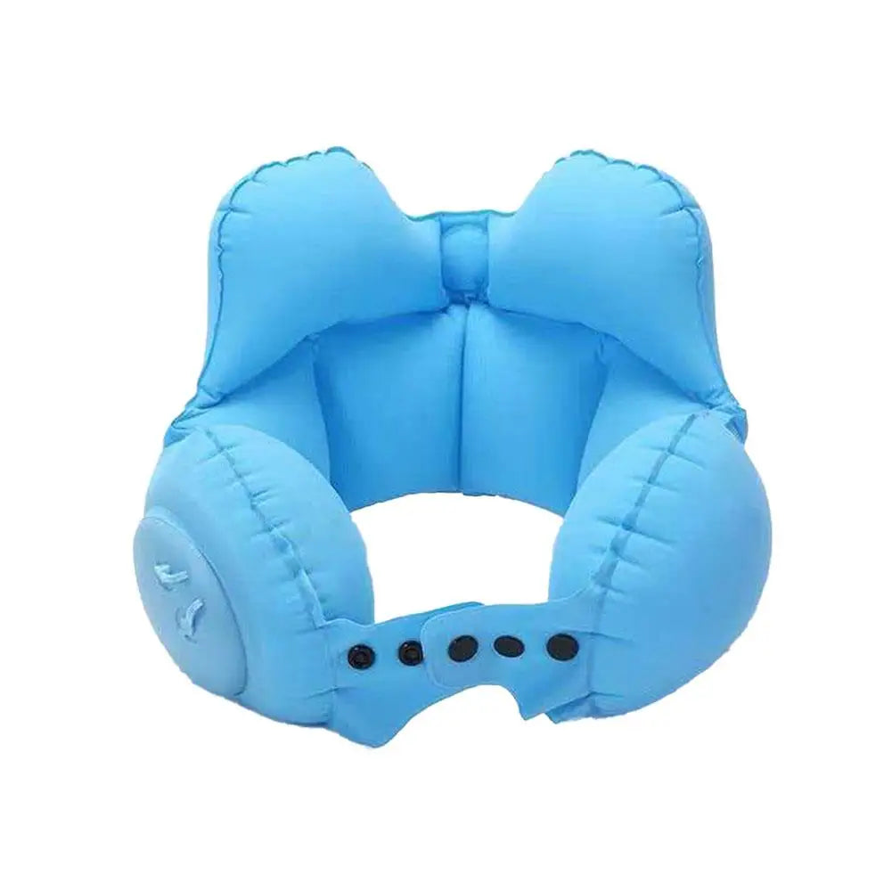 Inflatable U-Shaped Travel Neck Pillow – Compact & Portable Inflatable Travel Pillow PLUSH Blue