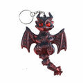 3D Printed Dragon Keychain – Articulated Gradient Keyring Novelty Keychain PLUSH Dark Red
