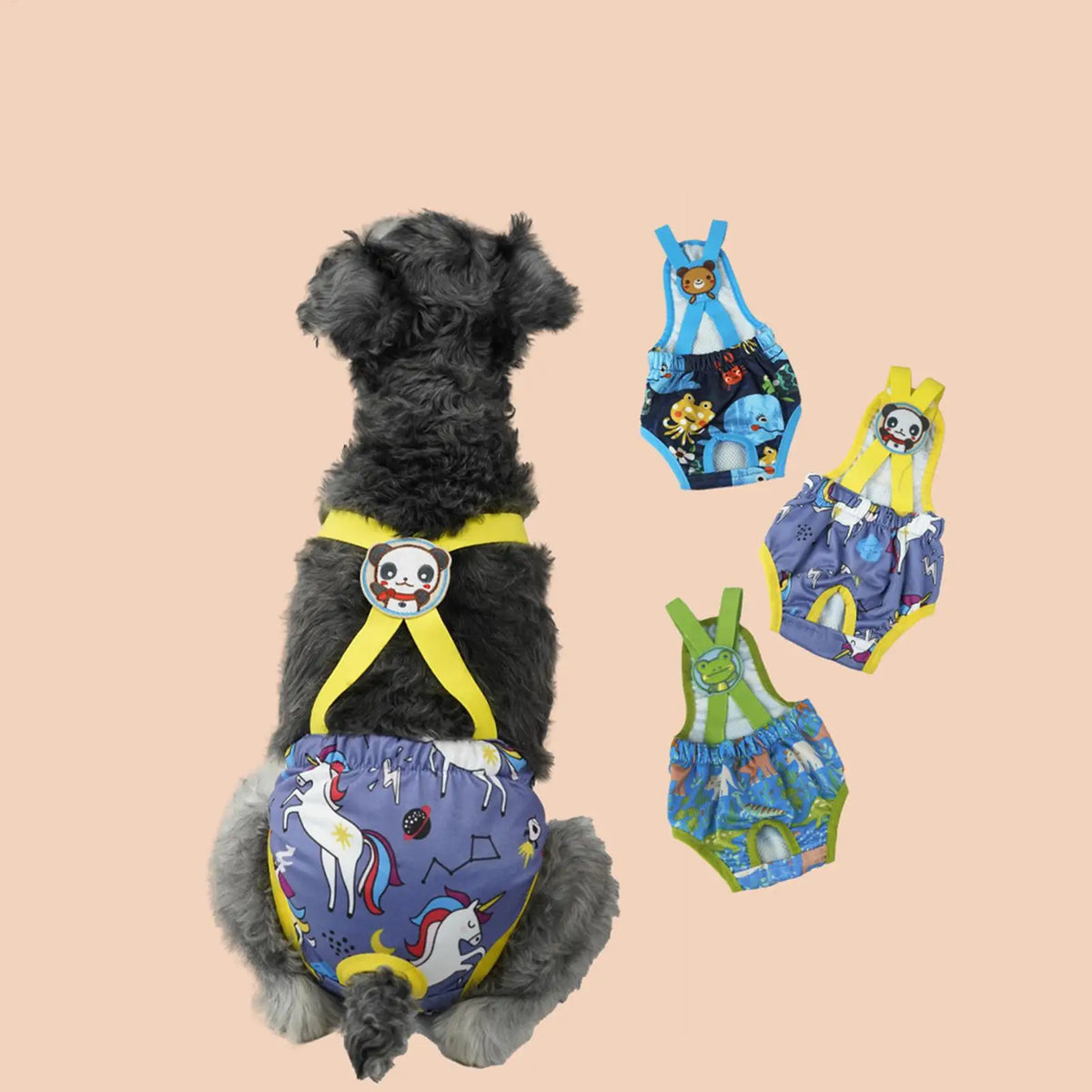 Washable Cartoon Print Female Dog Diaper Sanitary Pants Dog Diaper Pants PLUSH