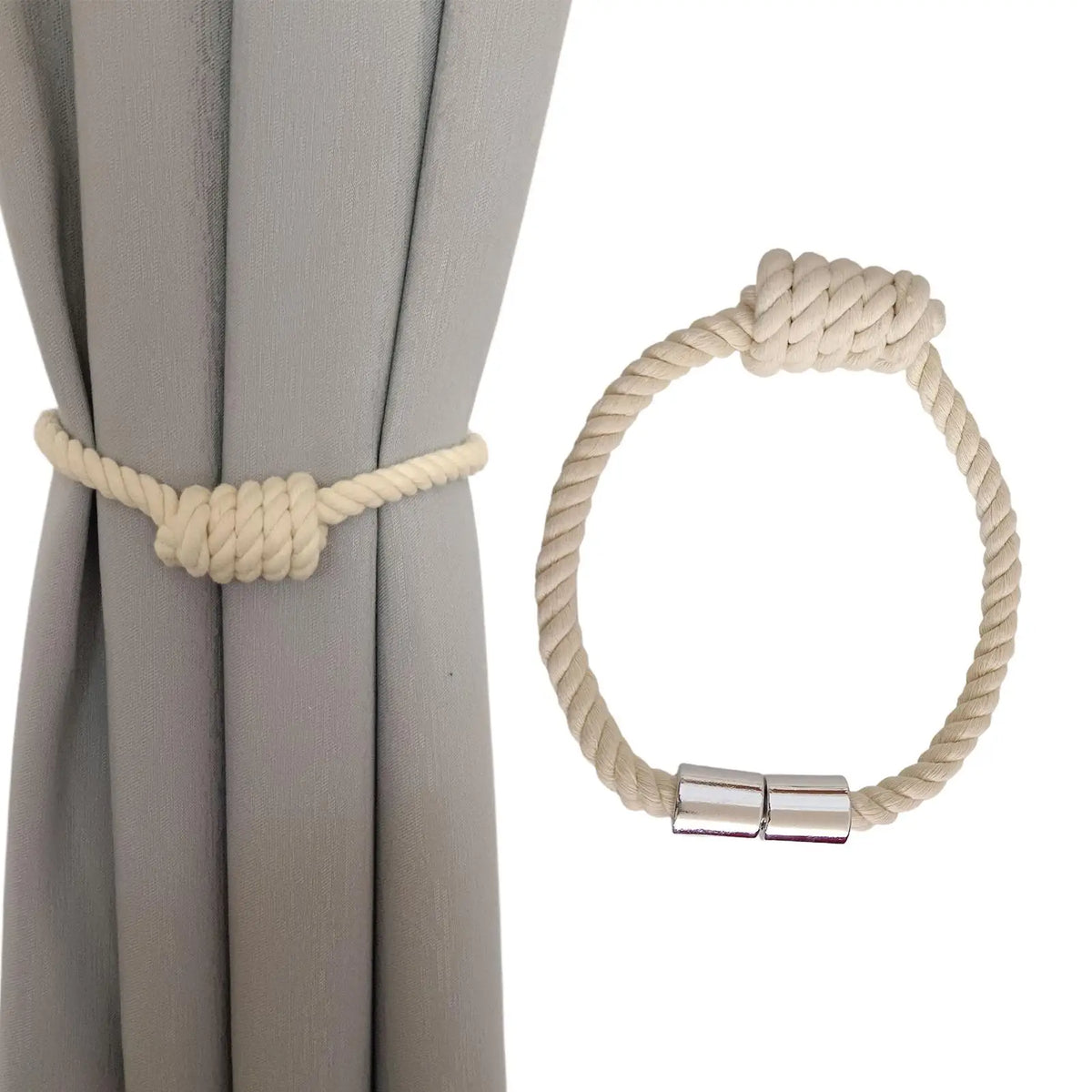Magnetic Curtain Tiebacks 2 Pack – Rope Holdbacks for Drapes Curtain Tiebacks PLUSH