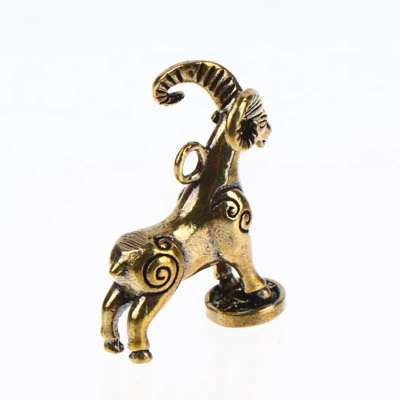 Solid Brass Zodiac Goat Figurine – Auspicious Animal Statue Brass Zodiac Figurine PLUSH