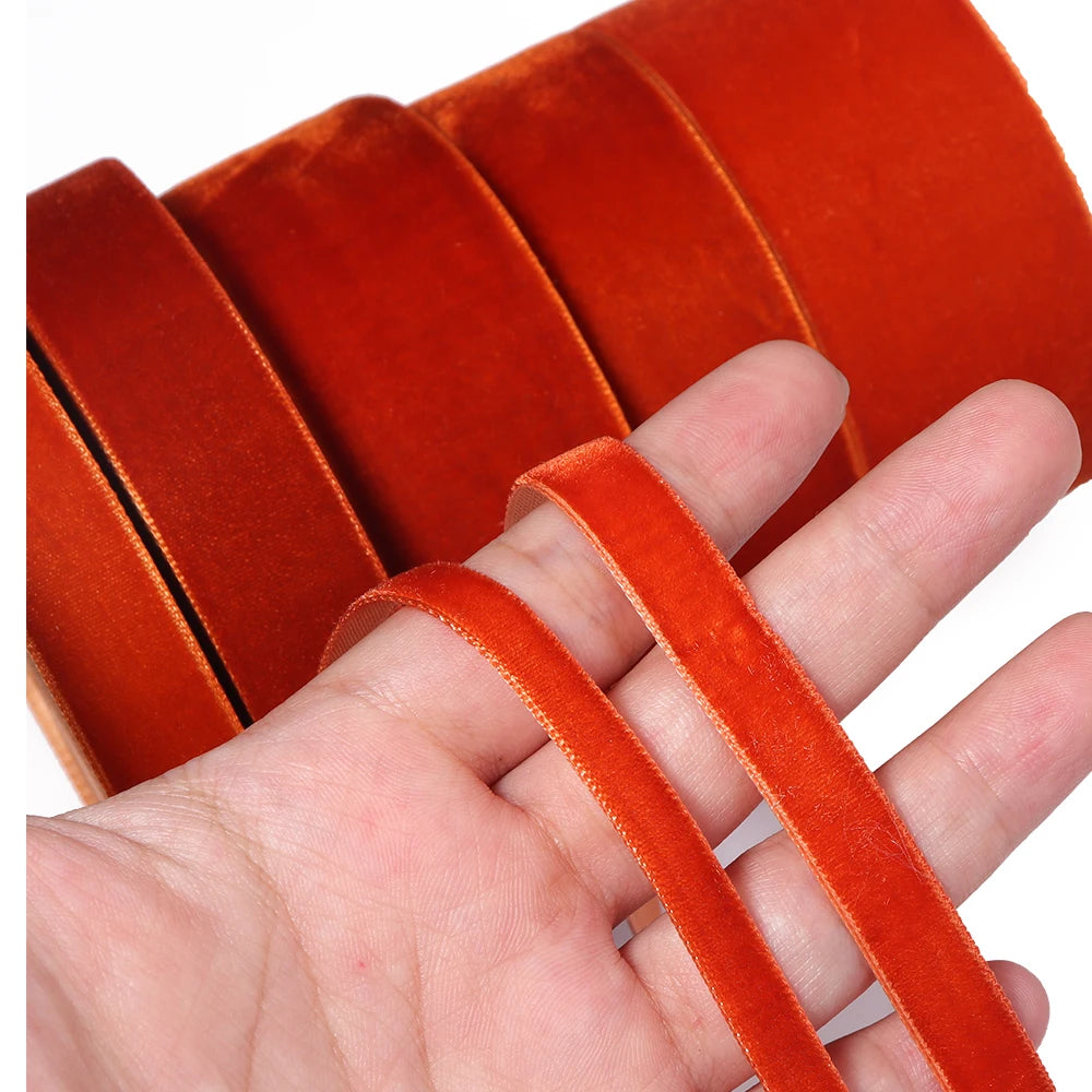 Orange Velvet Ribbon 6–38mm | DIY Gift Wrapping & Wedding Velvet Craft Ribbon PLUSH