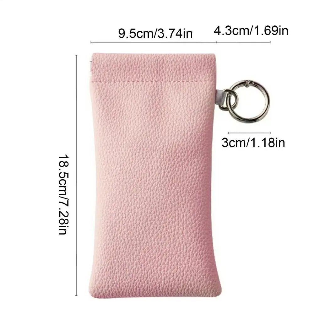 Portable PU Leather Sunglass Case with Clip & Magnetic Close Eyeglass Case PLUSH Pink