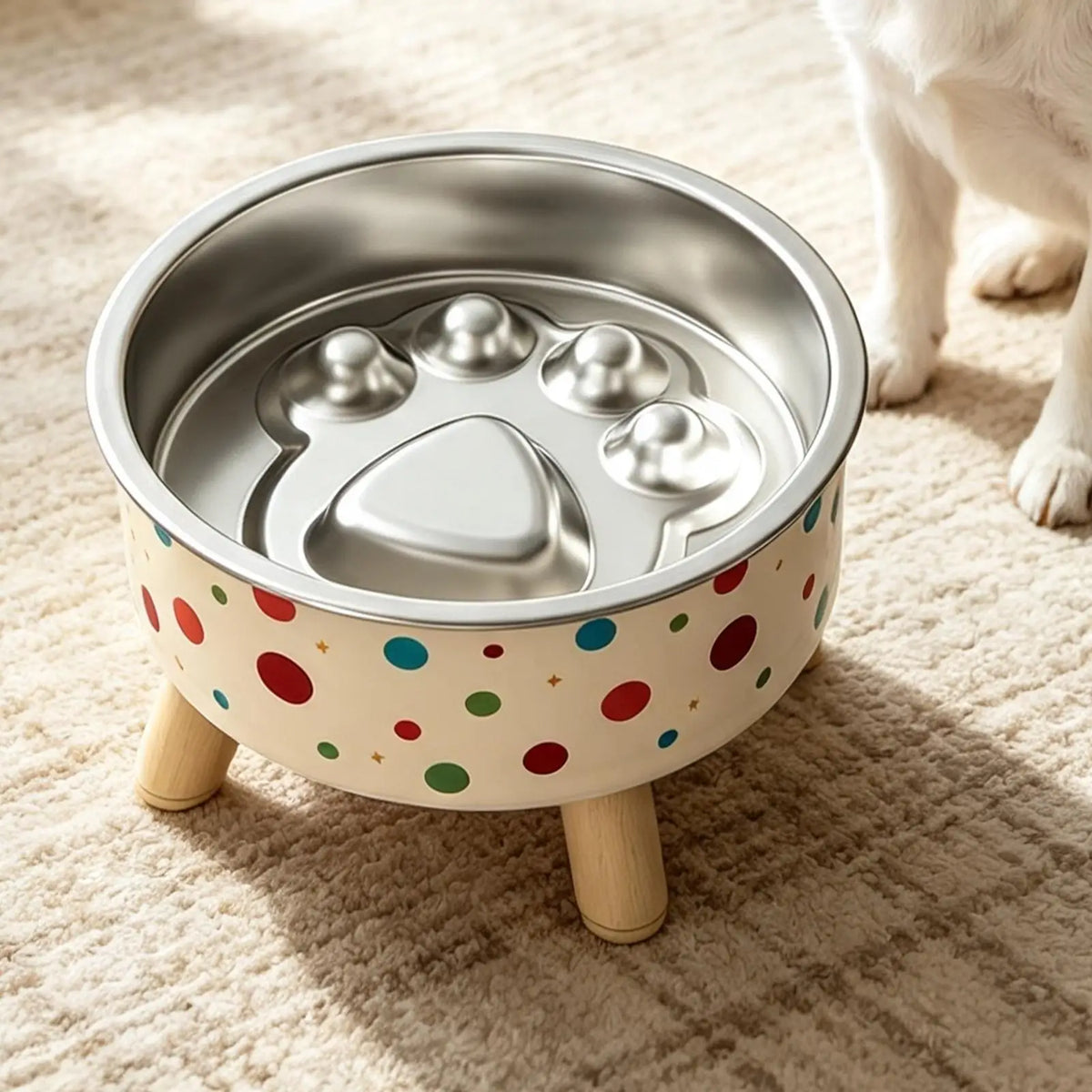 Elevated Stainless Steel Slow Feeder Bowl – Cats & Dogs Elevated Pet Bowl PLUSH