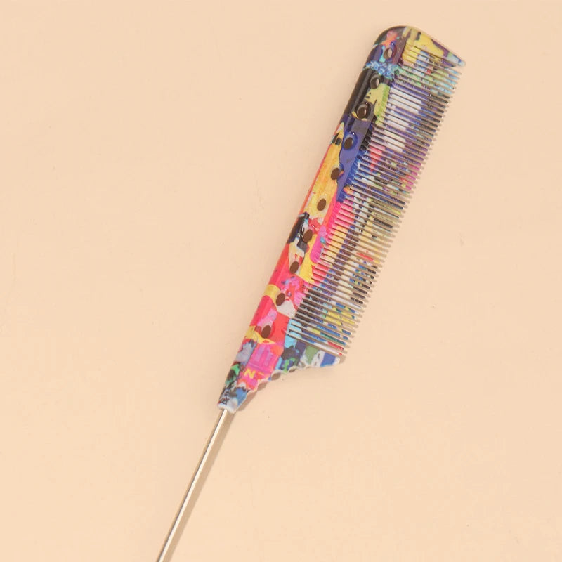 Steel Needle Tail Comb – Salon Pick Comb for Styling & Dyeing Hair Styling Comb PLUSH Light Red