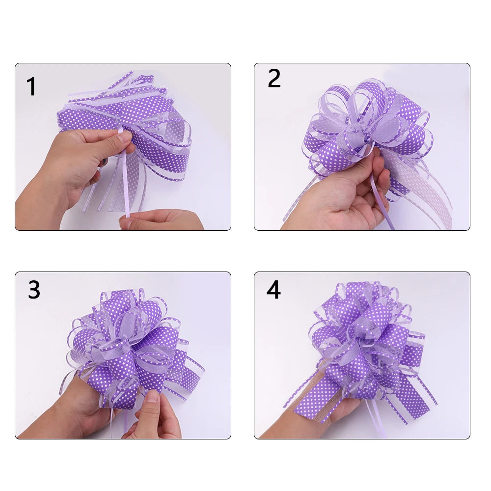2pcs Polka Dot Pull Bow Ribbons 15cm – Gift Wrap Decoration Gift Wrap Bow PLUSH