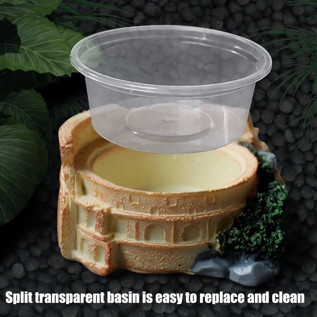 Tree Stump Reptile Feeding Dish & Water Bowl | Resin Terrarium Reptile Feeding Dish PLUSH
