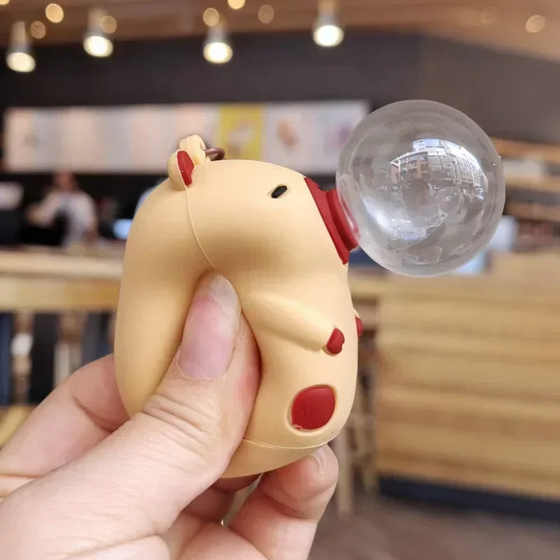 Capybara Bubble Blowing Keychain – Squeeze Toy Backpack Charm Novelty Keychain Toy PLUSH