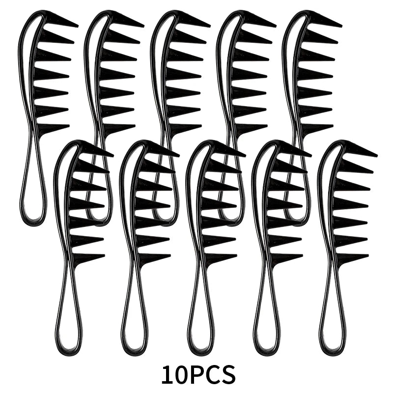 Wide Tooth Comb for Curly Hair – Anti-Breakage Salon Tool Hair Styling Comb PLUSH 10pcs