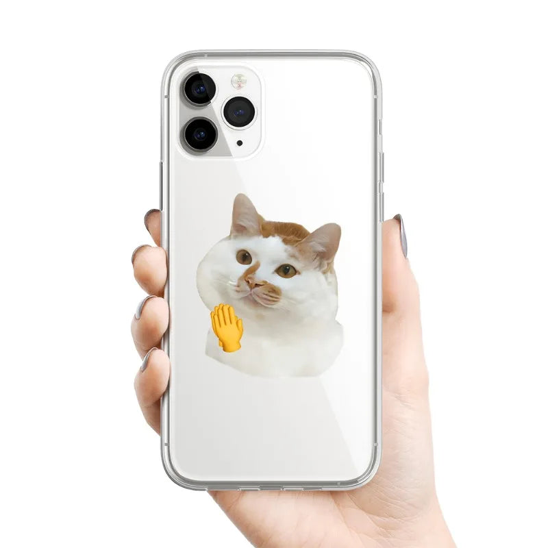 Cute Cartoon Cat Clear iPhone Case – Funny Kitten Cover Clear Phone Case PLUSH
