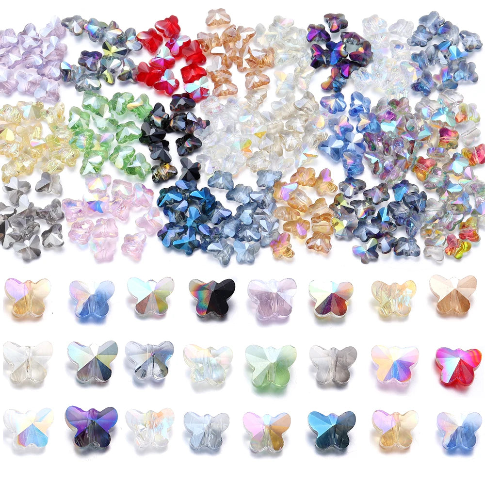 50pcs Butterfly Crystal Glass Spacer Beads – Multicolor DIY Glass Spacer Beads PLUSH