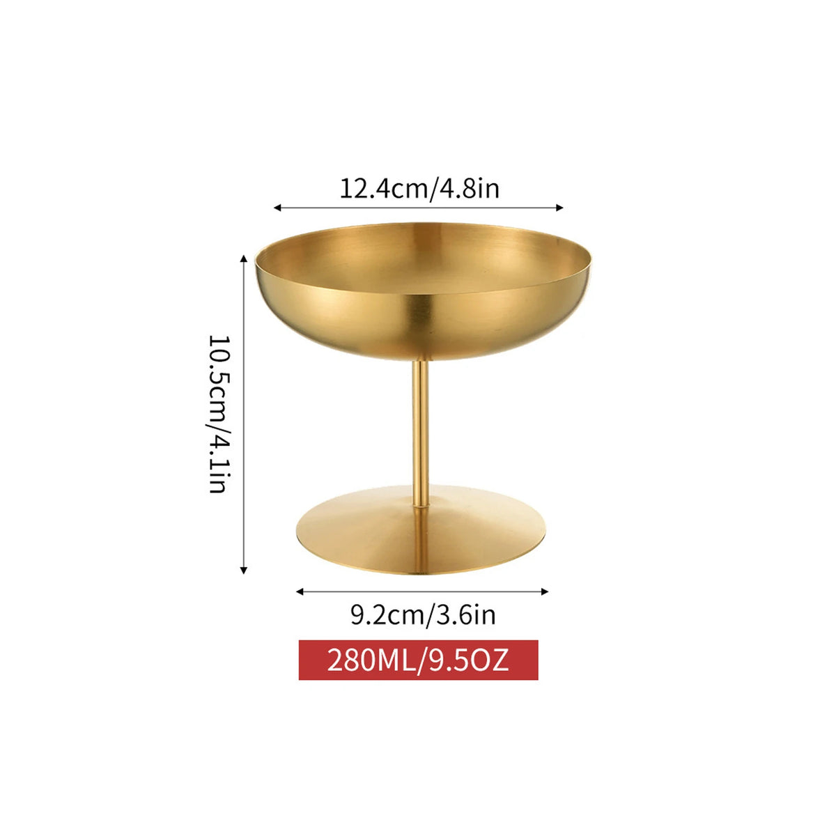 Stainless Steel Dessert Cup – Shatterproof Glossy Stemware Dessert Stemware Cup PLUSH C Gold