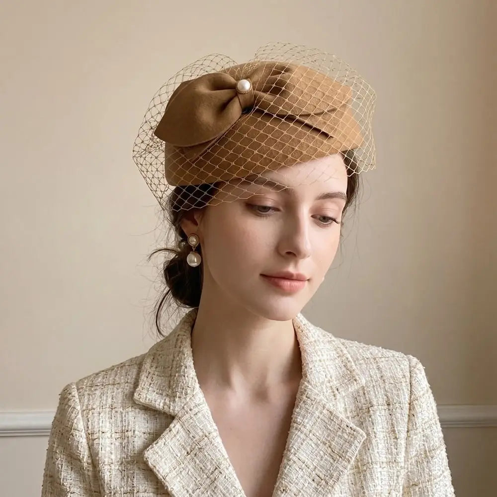 Women's Elegant Pearl Bow Fedora Top Hat | Party & Fashion Women's Fashion Hat PLUSH