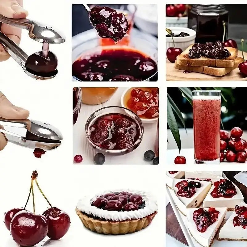 Stainless Steel Cherry & Olive Pitter Tool | One-Hand Use Fruit Pitter Tool PLUSH