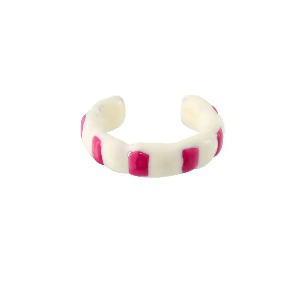 Y2K Stripe Polka Dot Oil Drop Opening Ring – Vintage Fashion Fashion Ring PLUSH C