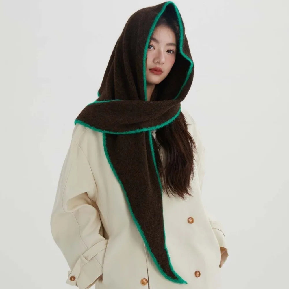 Women's Triangle Shawl Scarf – Soft Knit Wool Blend Cape Triangle Shawl Scarf PLUSH