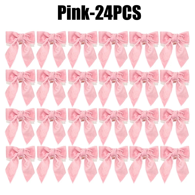 Velvet Bow Tie Napkin Rings – Wedding & Holiday Table Decor Napkin Rings PLUSH Pink-24PCS