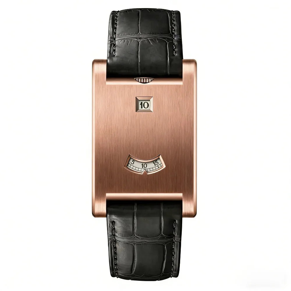 Retro Square Quartz Watch | Steel Band, Water Resistant, Unisex Square Quartz Watch PLUSH Marjine - Black Belt