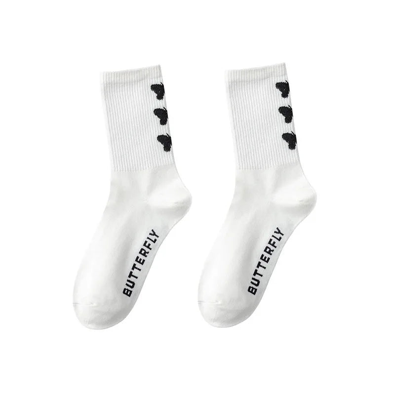 Women's Butterfly Print Mid-Crew Socks – Spring Summer Knit Mid-Crew Socks PLUSH White-Heel-1Pair One Size