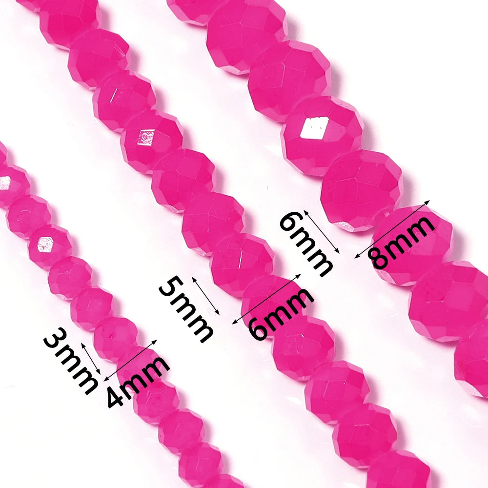 Rose Red Faceted Rondelle Crystal Spacer Beads | DIY Jewelry Crystal Spacer Beads PLUSH