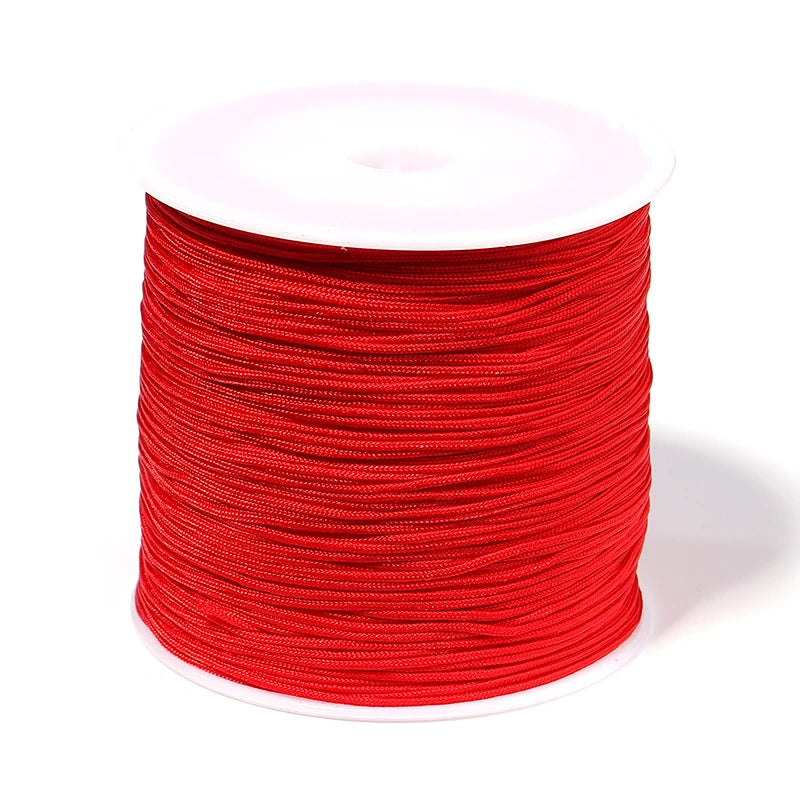 90m Multicolor Nylon Braiding Cord 0.8mm | Chinese Knot Thread Jewelry Braiding Cord PLUSH red