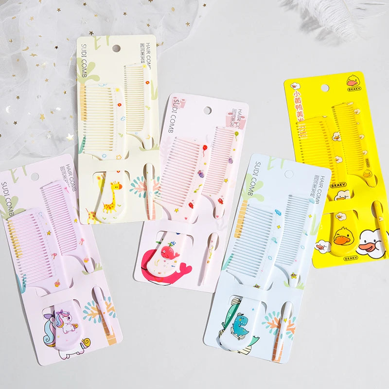2-Piece Unicorn Detangling & Rat Tail Comb Set for Girls Hair Comb Set PLUSH