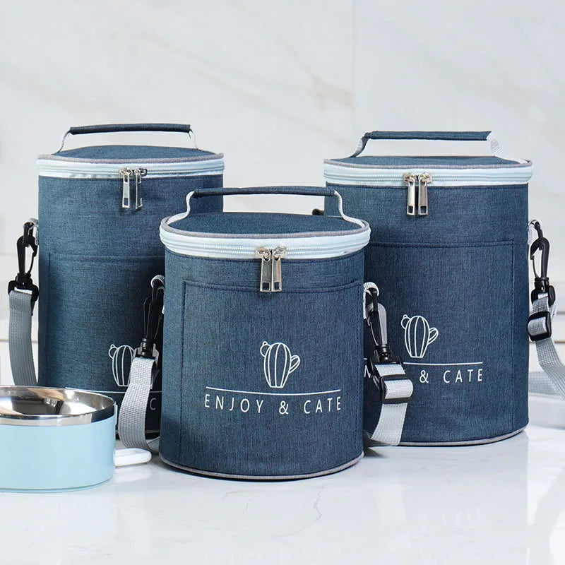 Round Insulated Lunch Bag 19x24cm – Thermal Food Tote Insulated Lunch Bag PLUSH