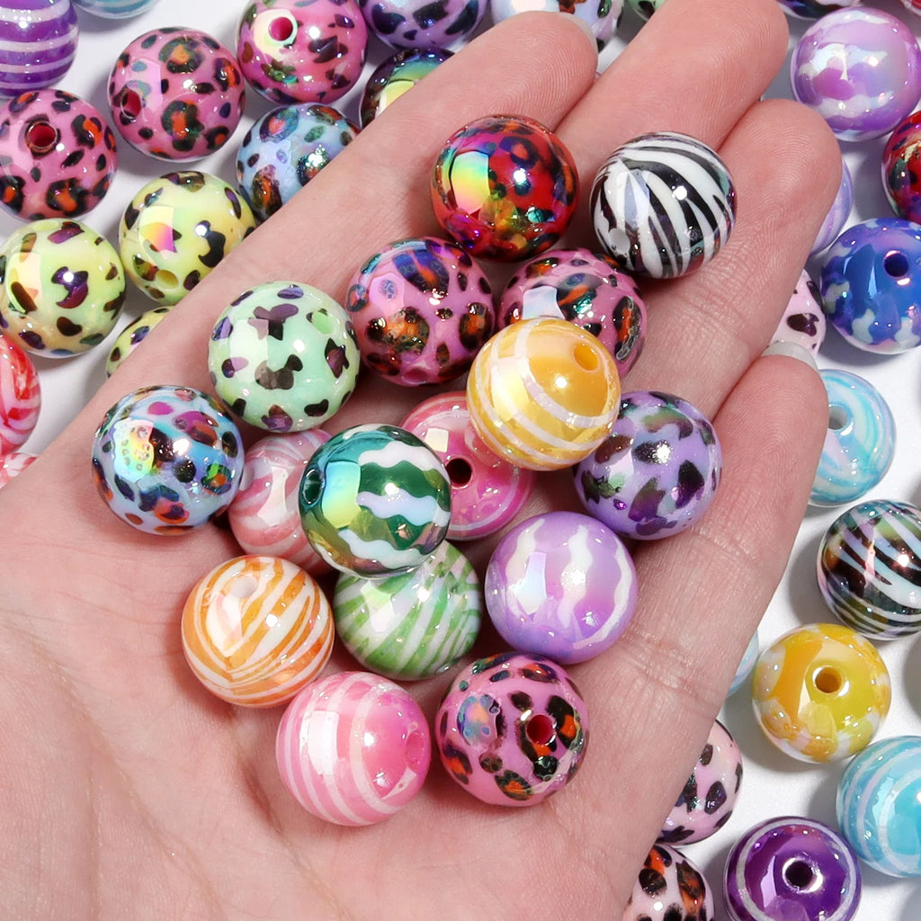 15.5mm UV Printed Acrylic Round Spacer Beads – DIY Jewelry 10pcs Acrylic Spacer Beads PLUSH
