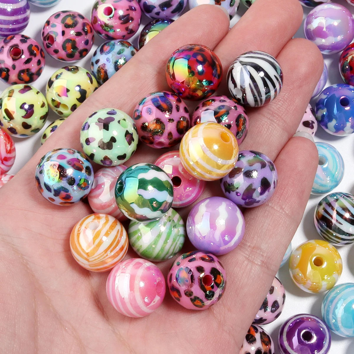 15.5mm UV Printed Acrylic Round Spacer Beads – DIY Jewelry 10pcs Acrylic Spacer Beads PLUSH