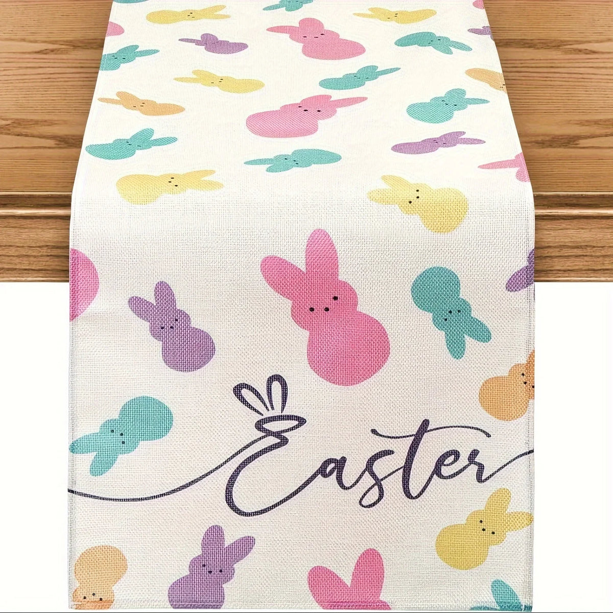 Easter Tablecloth Egg & Rabbit Print – Indoor Outdoor Runner Easter Table Runner PLUSH A 33X90Cm