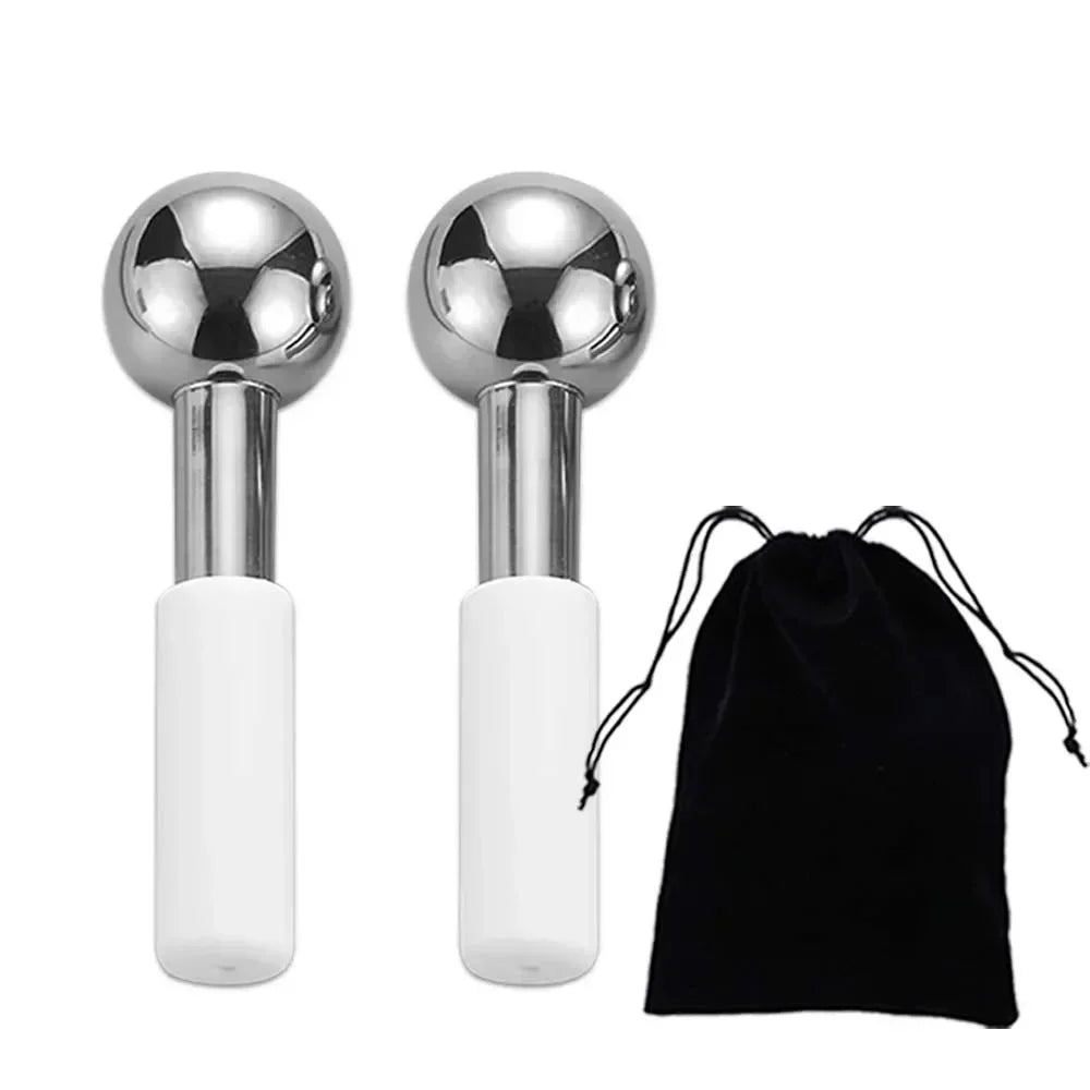 Stainless Steel Ice Globes Facial Cooling Massage Beauty Tool Facial Massage Tool PLUSH 2 Ball