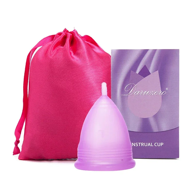 Medical Grade Silicone Menstrual Cup S & L | vive fit Menstrual Cup PLUSH 1Pc-1colthbag-Purple L Size