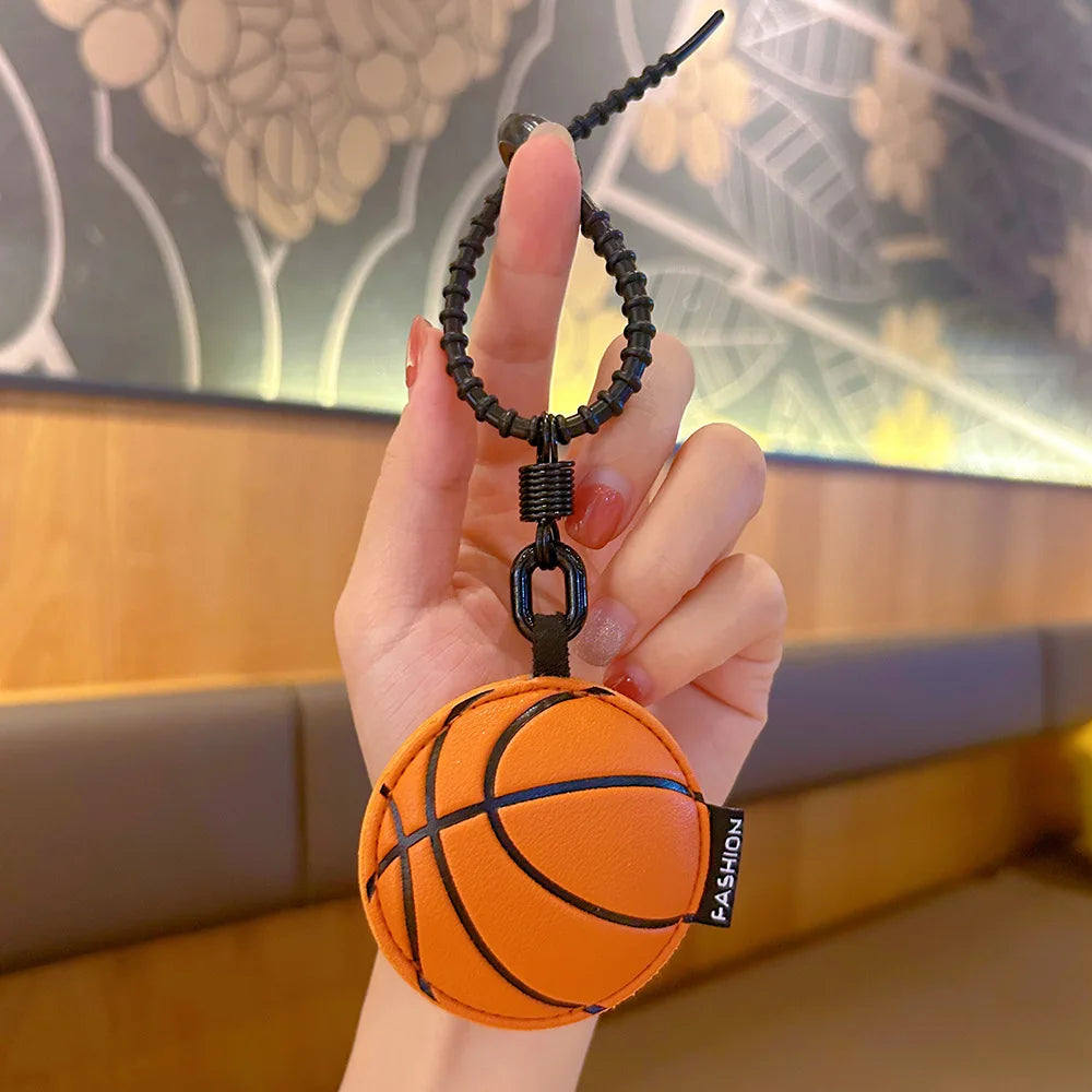 Sports Ball Leather Keychain – Football Basketball Baseball Charm Sports Leather Keychain PLUSH Basketball