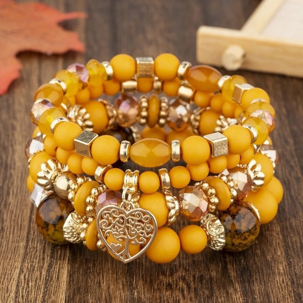 Bohemian Crystal Beads Charm Bracelet Set – Multi-Layer Women Charm Bracelet Set PLUSH
